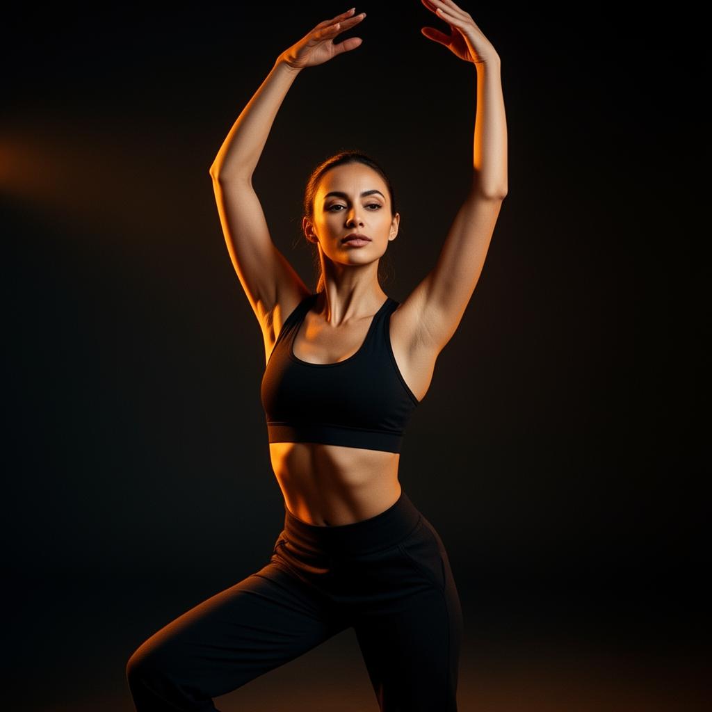 Independent dance instructor mid-movement